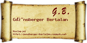 Günsberger Bertalan névjegykártya